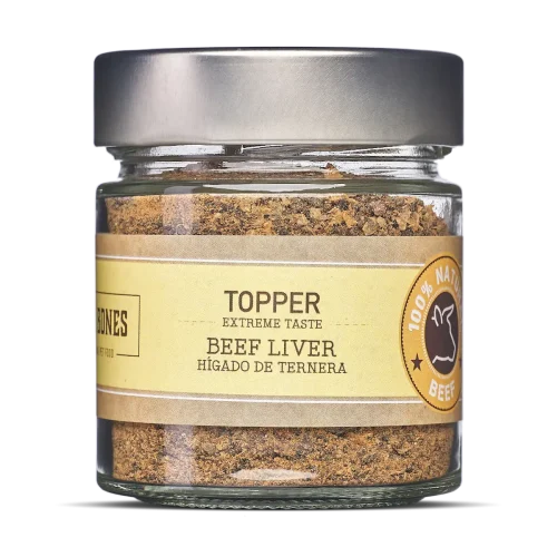 Topper hígado de ternera para perros y gatos Topper de hígado de ternera para perros y gatos. Complemento alimentario deshidratado