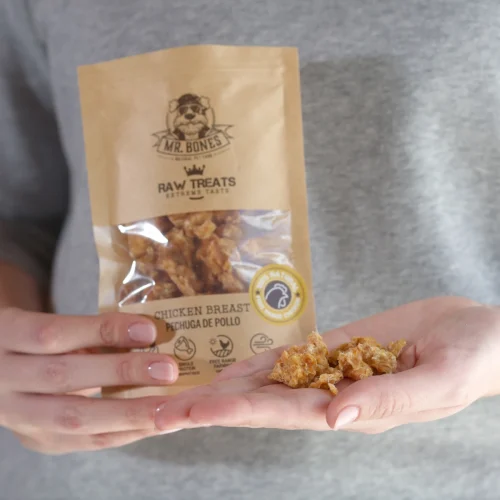 Pechuga de pollo deshidratada para perro y gato. Premio natural