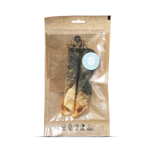 Rollito de salmón para perros. Snack natural